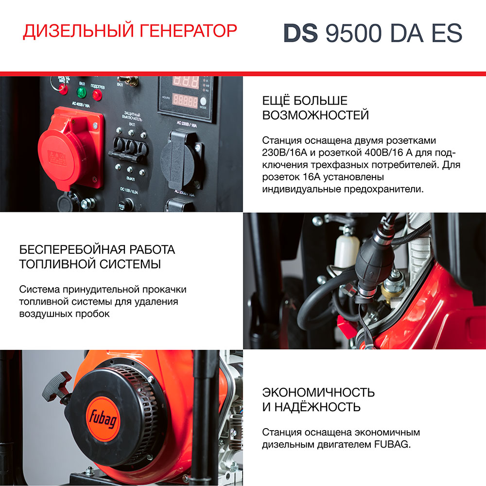 Генератор дизельный FUBAG DS 9500 DA ES с электростартером и коннектором автоматики