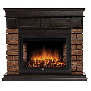 Каминокомплект:Очаг Electrolux EFP/P-3320RLS, портал Bricks Wood 30 камень темный, шпон венге