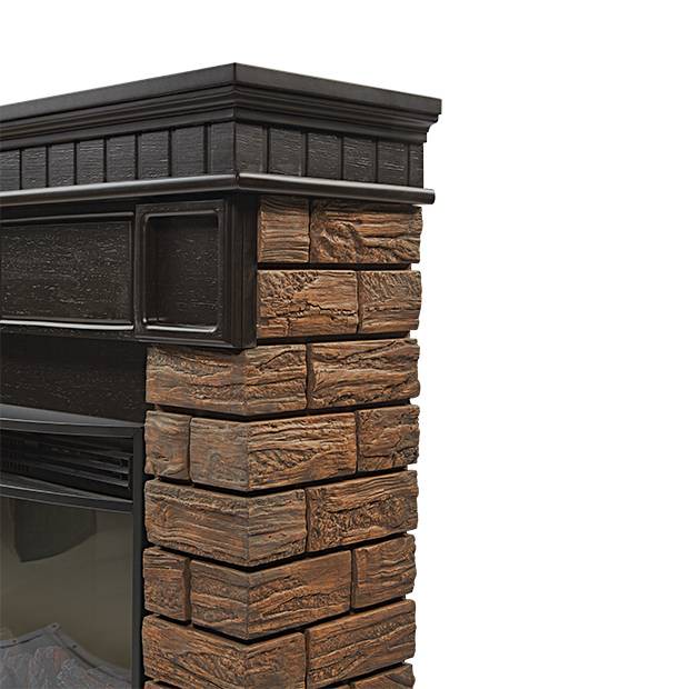 Каминокомплект:Очаг Electrolux EFP/P-3320RLS, портал Bricks Wood 30 камень темный, шпон венге