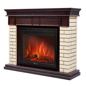 Каминокомплект: Очаг Electrolux EFP/P-2520LS N, портал Bricks 25 камень бежевый, шпон темный дуб