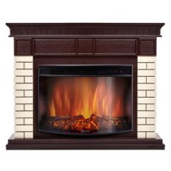 Каминокомплект: Очаг Electrolux EFP/P-2720RLS, портал Bricks 25 камень бежевый, шпон темный дуб