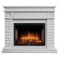 Каминокомплект: Очаг Electrolux EFP/P-3020LS N, портал Bricks 30 камень белый, белая эмаль
