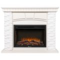 Портал Firelight Porto 25 камень белый, шпон беленый дуб