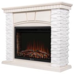 Портал Firelight Porto 30 камень белый, шпон беленый дуб